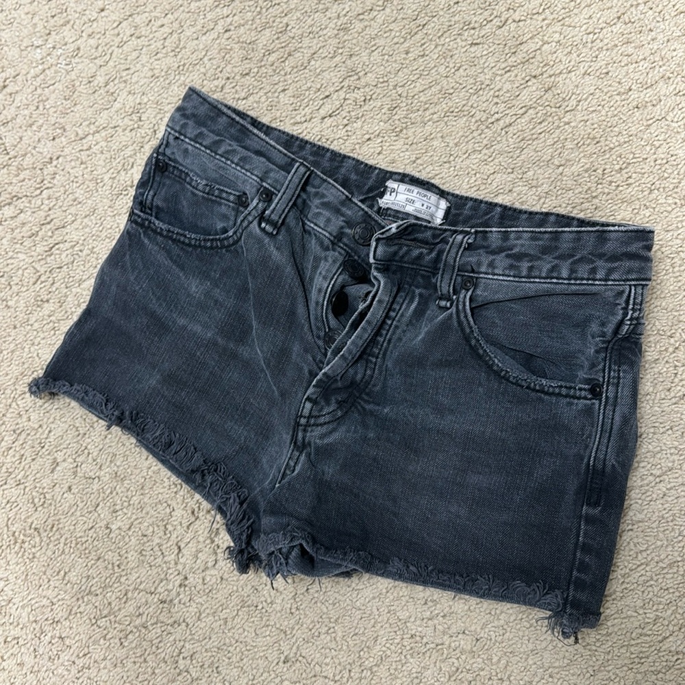 Free people black washed denim short
